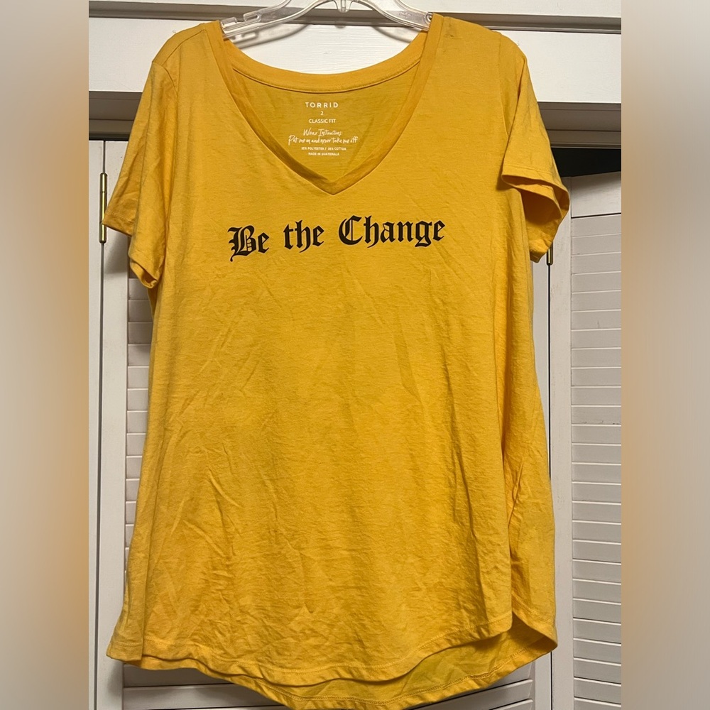 Torrid brand, women’s plus size 2X (20) “Be the Change” V neck tee. Like new